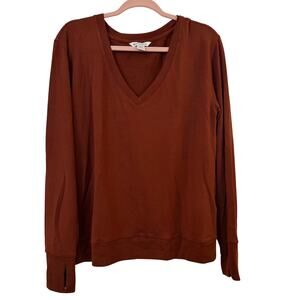 Athleta Sunrise V-Neck Sweatshirt Ancient Mahogany Brown Size M